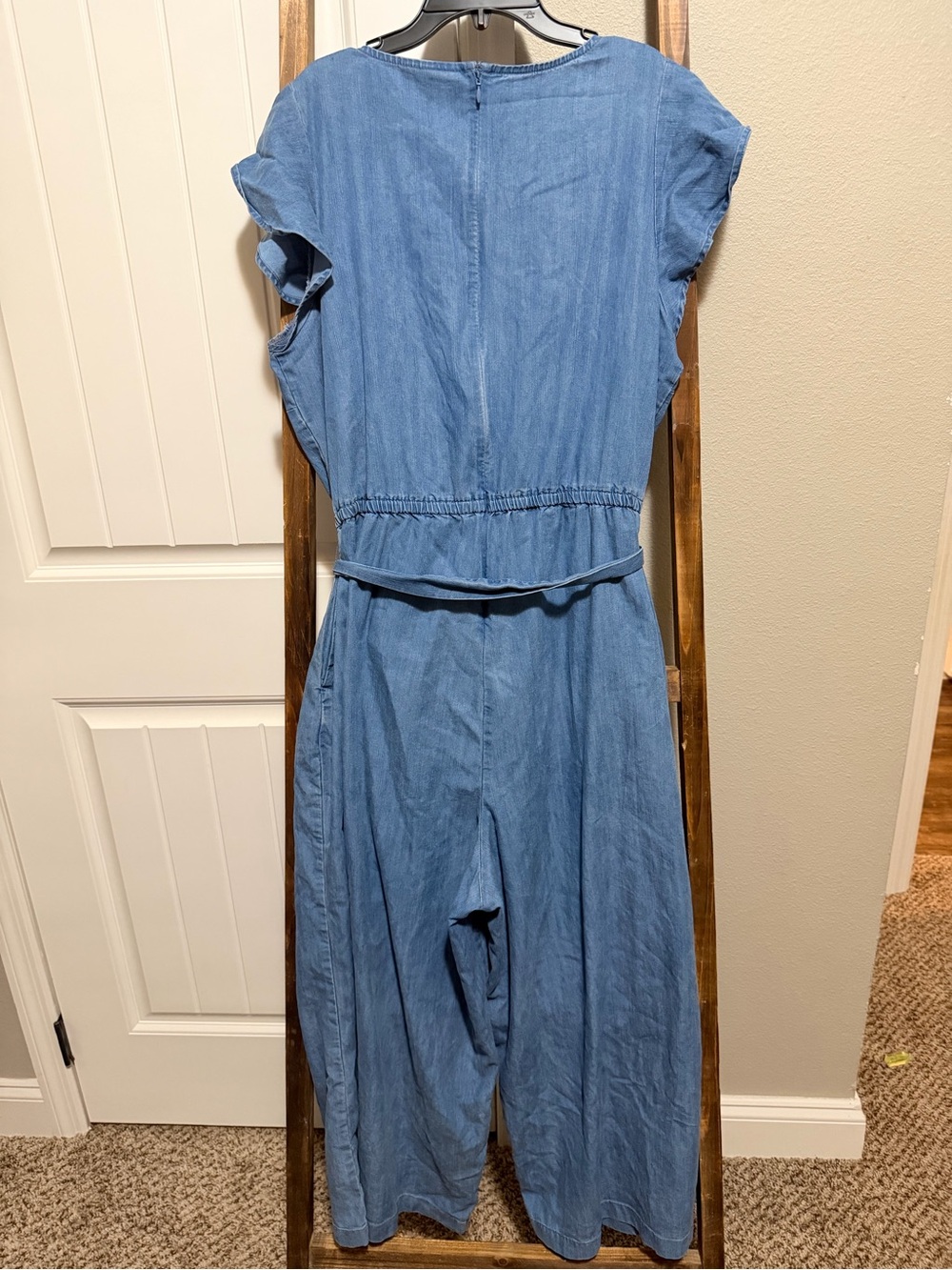 Lane Bryant Light Blue Chambray Tie-Waist Jumpsuit - Picture 2 of 3